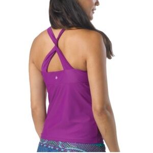 PRANA Women’s Size L Manori Racerback Twist Tankini Swim Top Purple Padded